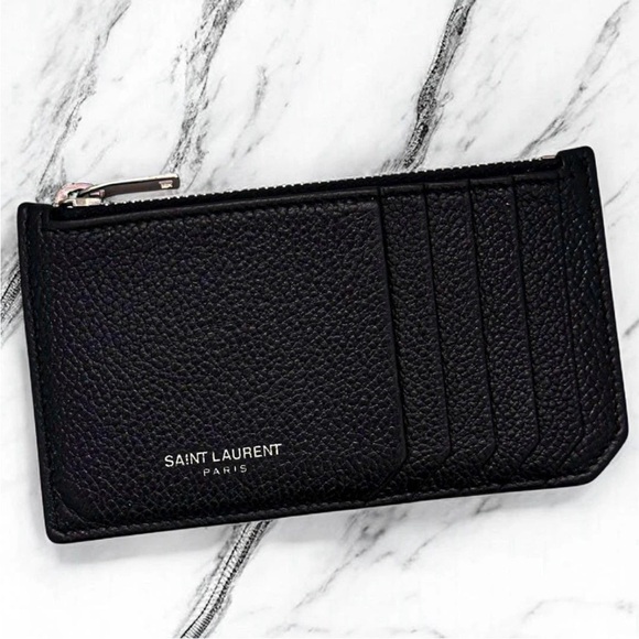 Saint Laurent Textured Black Card Holder - Picture 1 of 7
